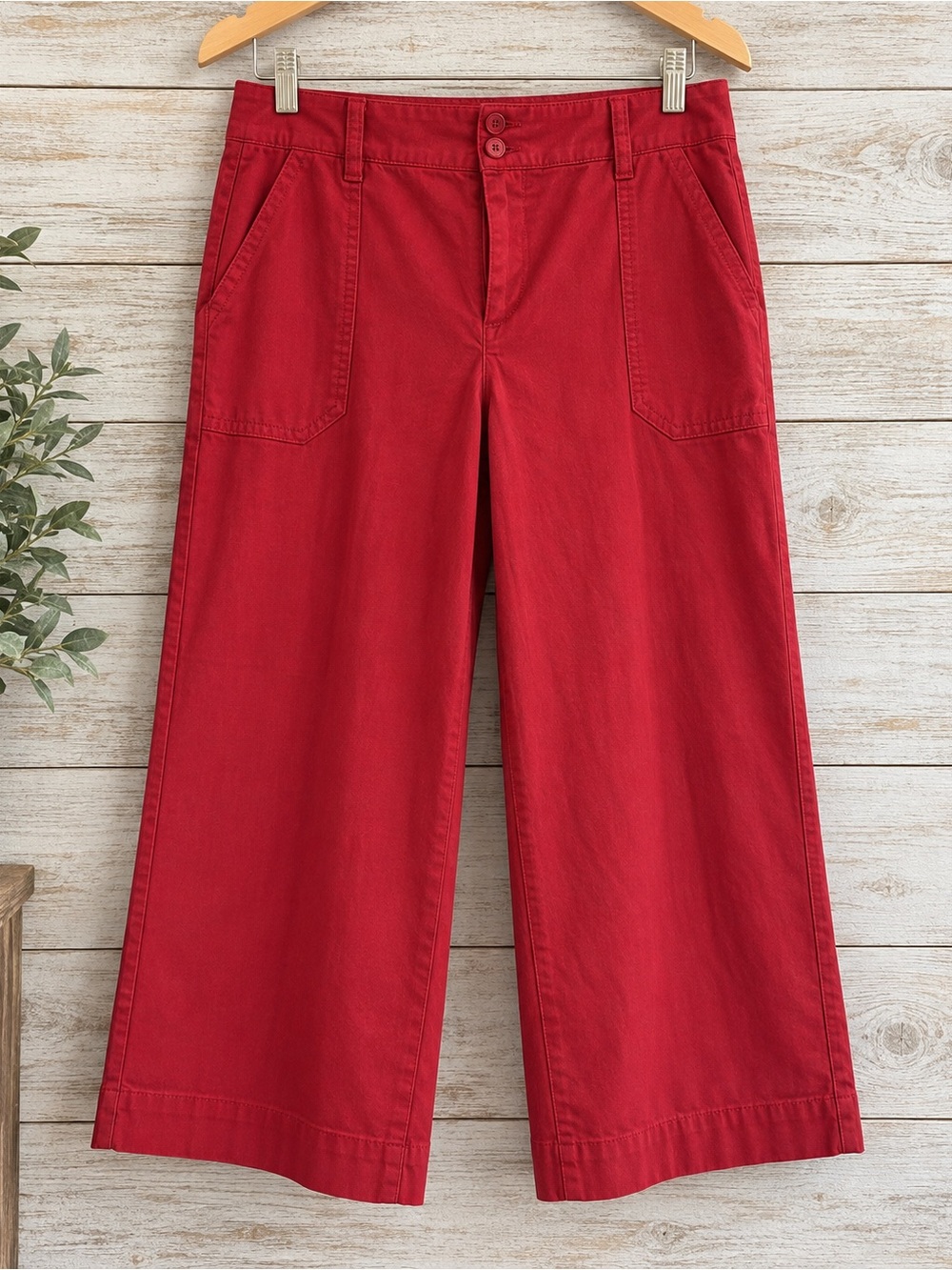 Maeve Anthropologie The Naomi Red Wide Leg Pants 18W Linen Blend